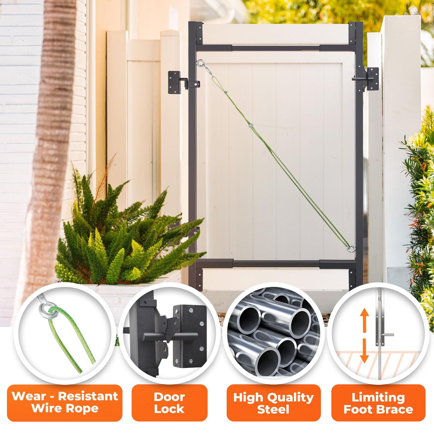 Steel Frame DIY Gate Building Kit,Fence Gate Kit Suit for 36-60" Wide Openings Up to 7 Feet High Fence,Fits 1" x 4" & 2"x4" Wood