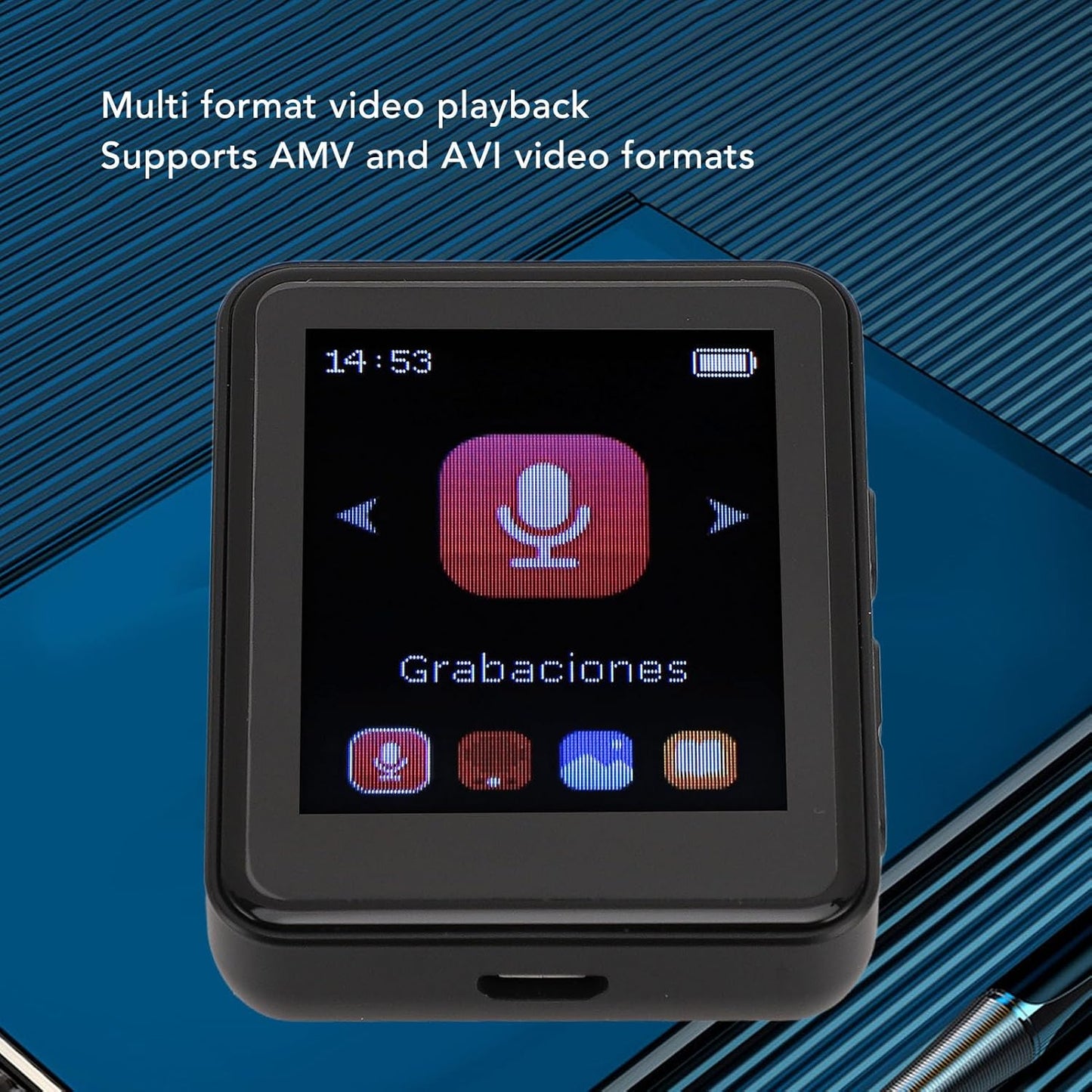MP3 Bluetooth5.0, 1.8 inch 128GB (32G) Player with Portable Music Player with Back Clip, Built in Speaker, FM Radio