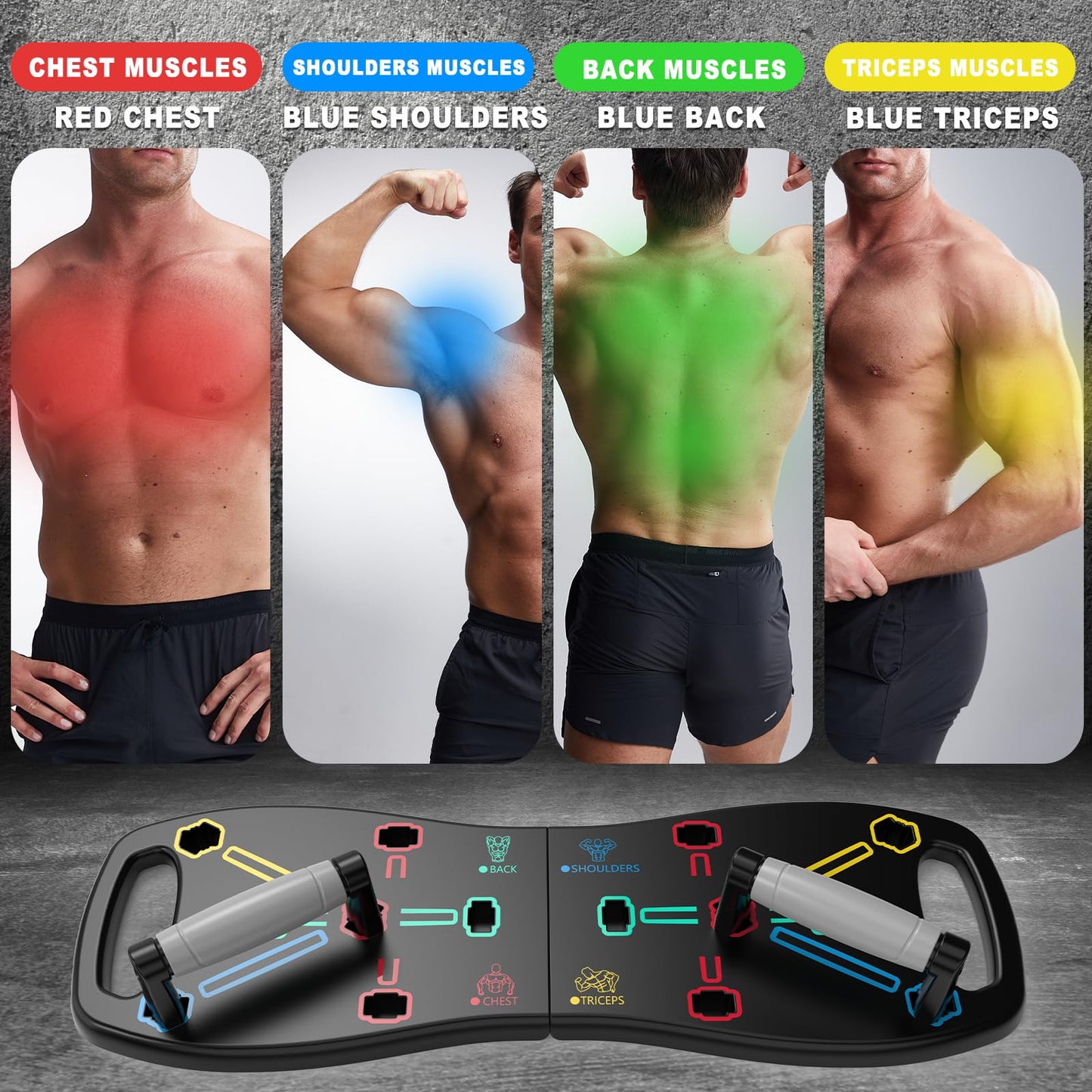 HOTWAVE Push Up Board, Portable Pushup Board for Men, Foldable Push-up Board, Multifunctional Push Up Board-20 in 1 at Home Gym, Pushup Handles for Chest Muscle Exercise Strength Training Equipment