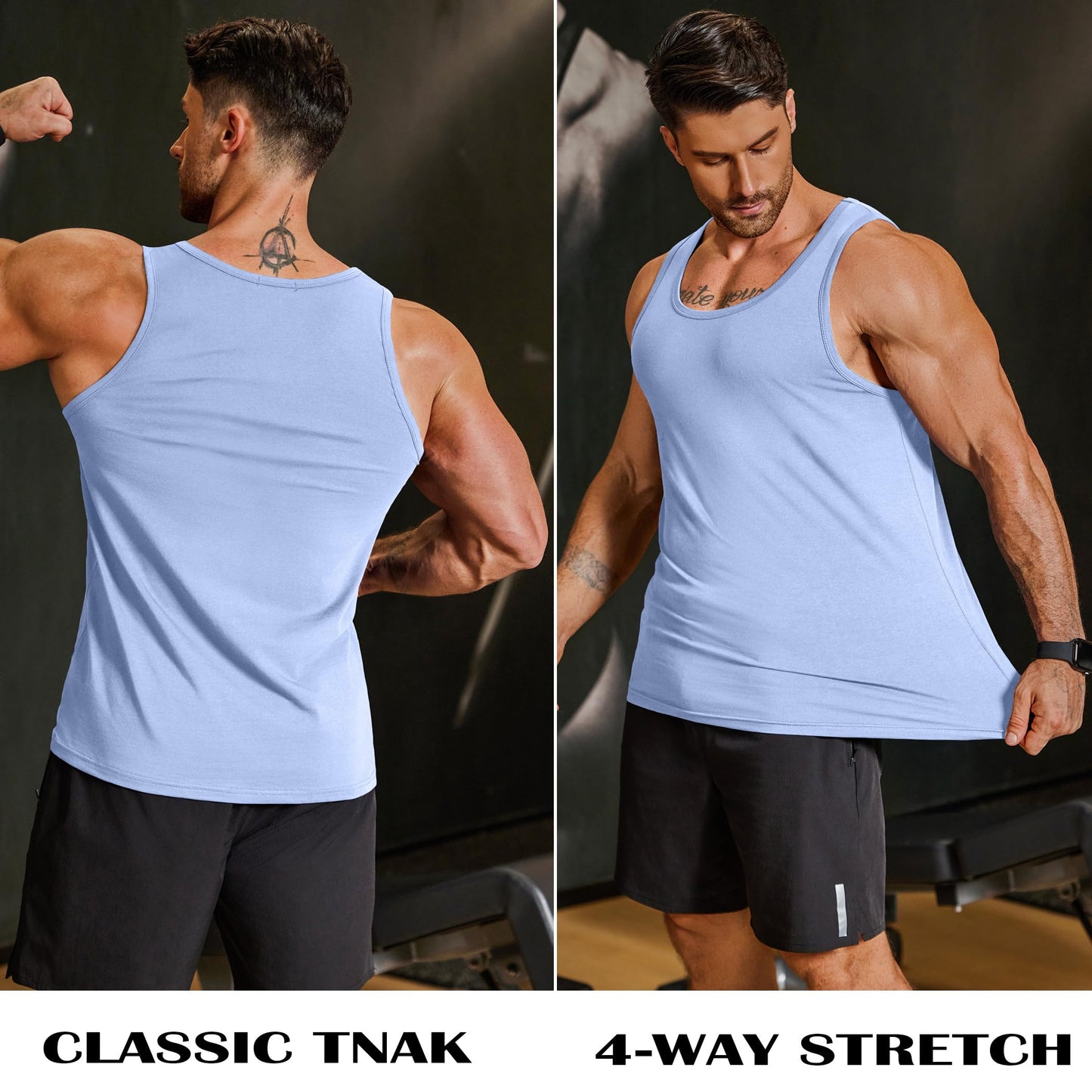 COOFANDY Mens Cotton Muscle Tank Top Sleeveless Gym Shirts Workout Tee Shirts