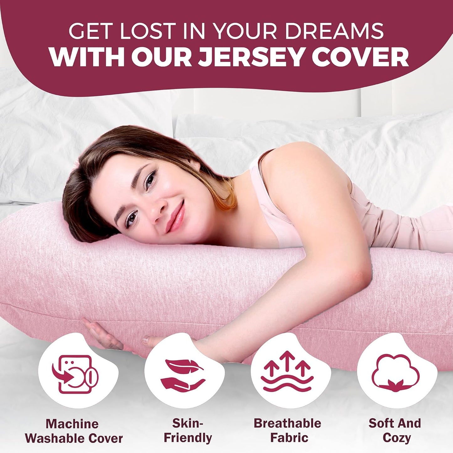 PILLANI Pregnancy Pillow - V C U Shaped 57-Inch Full Body Support with Removable Washable Cover | Cooling Maternity Comfort