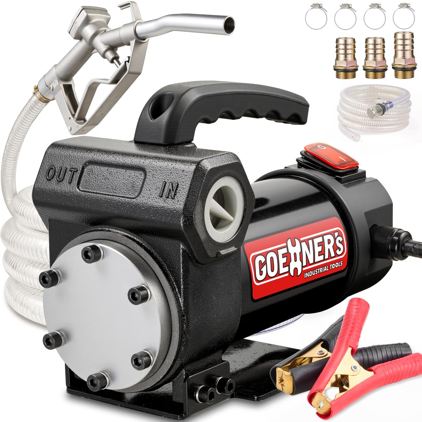 Heavy Duty 12V Diesel Fuel Transfer Pump – Commercial Grade 15 GPM Self-Priming Kit with Manual Nozzle, Debris Filter & Bypass Valve for Trucks, Farm Equipment, Boats & Generators
