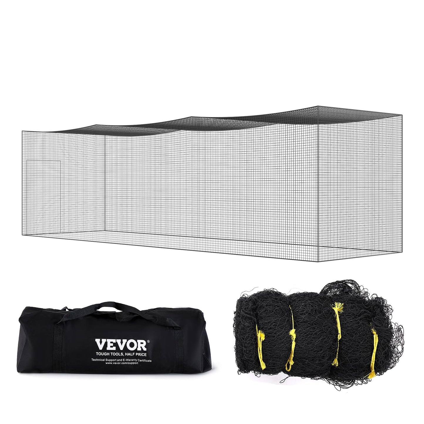 VEVOR Baseball Batting Netting,35 FT Softball Baseball Batting Hitting Training Net, Professional Practice Portable Pitching Cage, Heavy Duty Enclosed PE Net, with Door & Carry Bag (NET ONLY).
