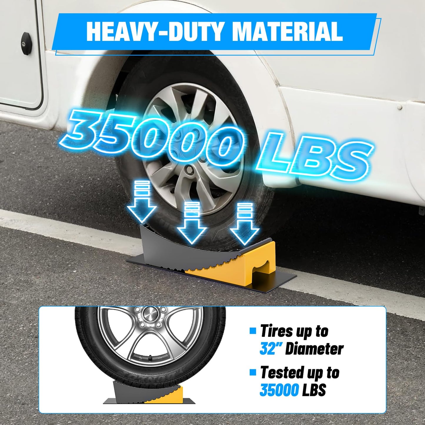 Nilight RV Leveler - 2 Pack Camper Leveling Blocks Ramp Support Dual Axles, Up to 35,000lbs, Fast RV Accessories Leveling System for Travel Trailer, Motorhome - Yellow