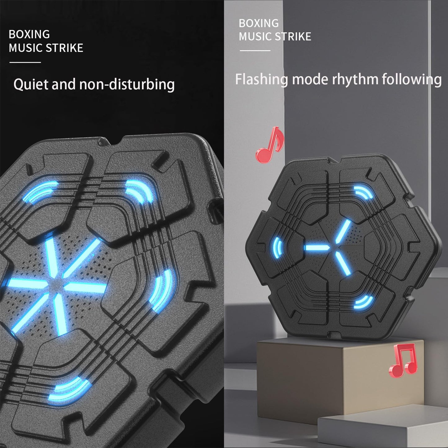 SofLuxe Music Boxing Machine,Striking Training Equipment,Home Equipment,Boxing Trainer,Strength Training,Interactive Lighting,Black Gloves