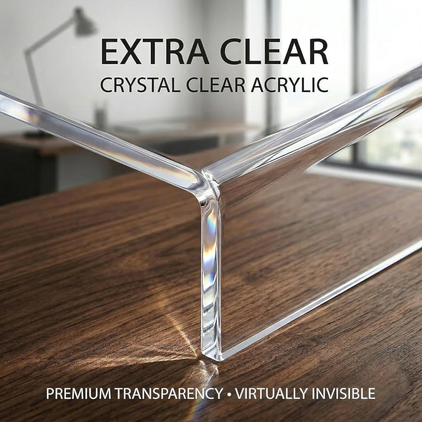 20 inch, Japard Acrylic Monitor Stand, Premium Large Monitor Riser Crystal Clear Acrylic Computer Stand Laptop Desk