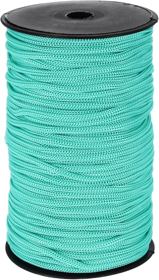 MECCANIXITY 3/16 Inch Polypropylene Rope Braided Ropes, 328ft Nylon Rope Hollow Utility Cord for Clothesline, Camping, Hiking, Outdoor, Teal Blue