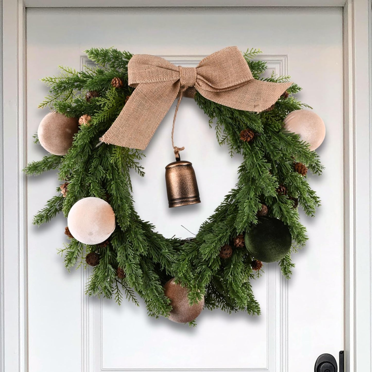 Velvet Christmas Tree Ornaments by [Brand Name] - Shatterproof 15-Piece Set in Multicolor Green, Brown, and Neutral | 80mm (3.15 Inch)
