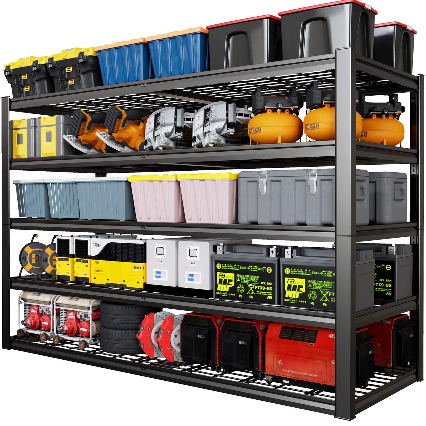 PMKES 67" W Garage Shelving Heavy Duty, 67" W x 24" D x 84" H, Adjustable 5 Tier Metal Shelves, Commercial Metal Shelf Rack, Industrial Shelving