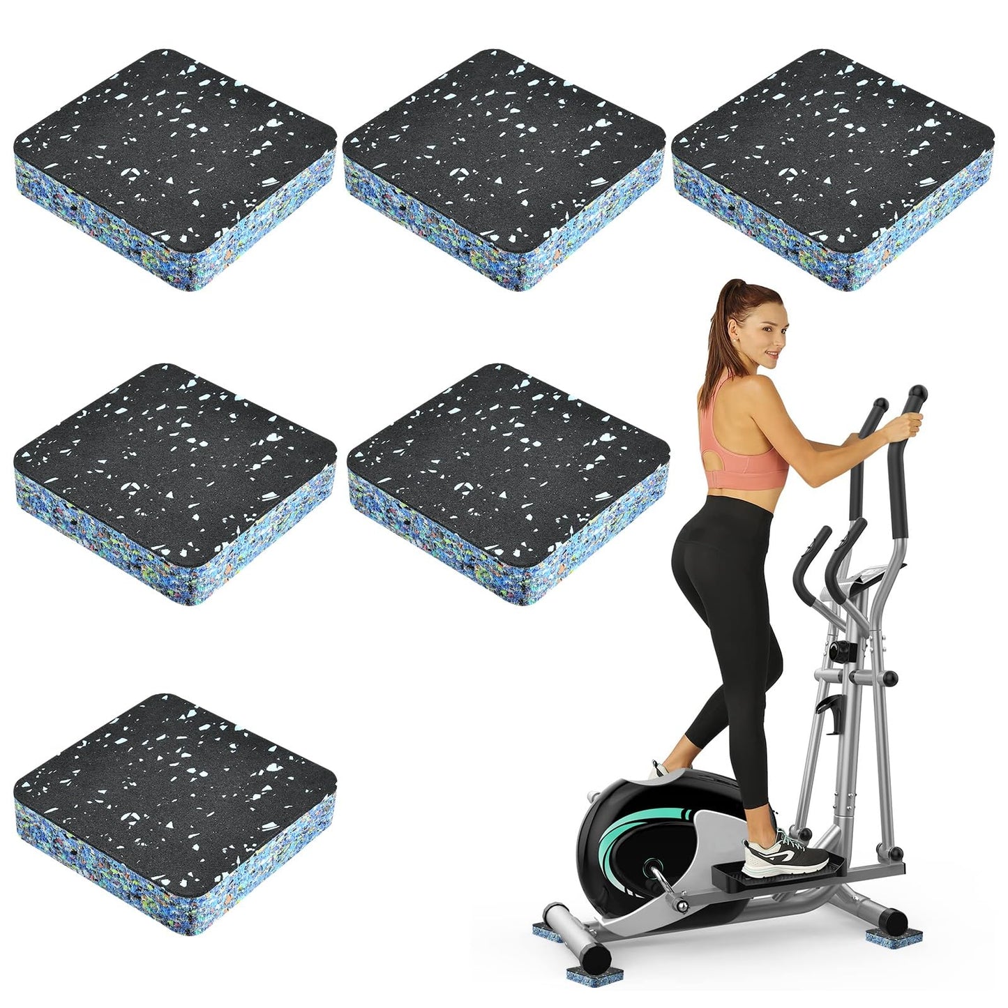 Lainballow 6 Pcs Anti-Vibration Rubber Mat, 4" X 4" X 0.8" Shock Absorbing Treadmill Pads, High Density Mats for Protect Floors, Washer, Dryer, Air Compressor
