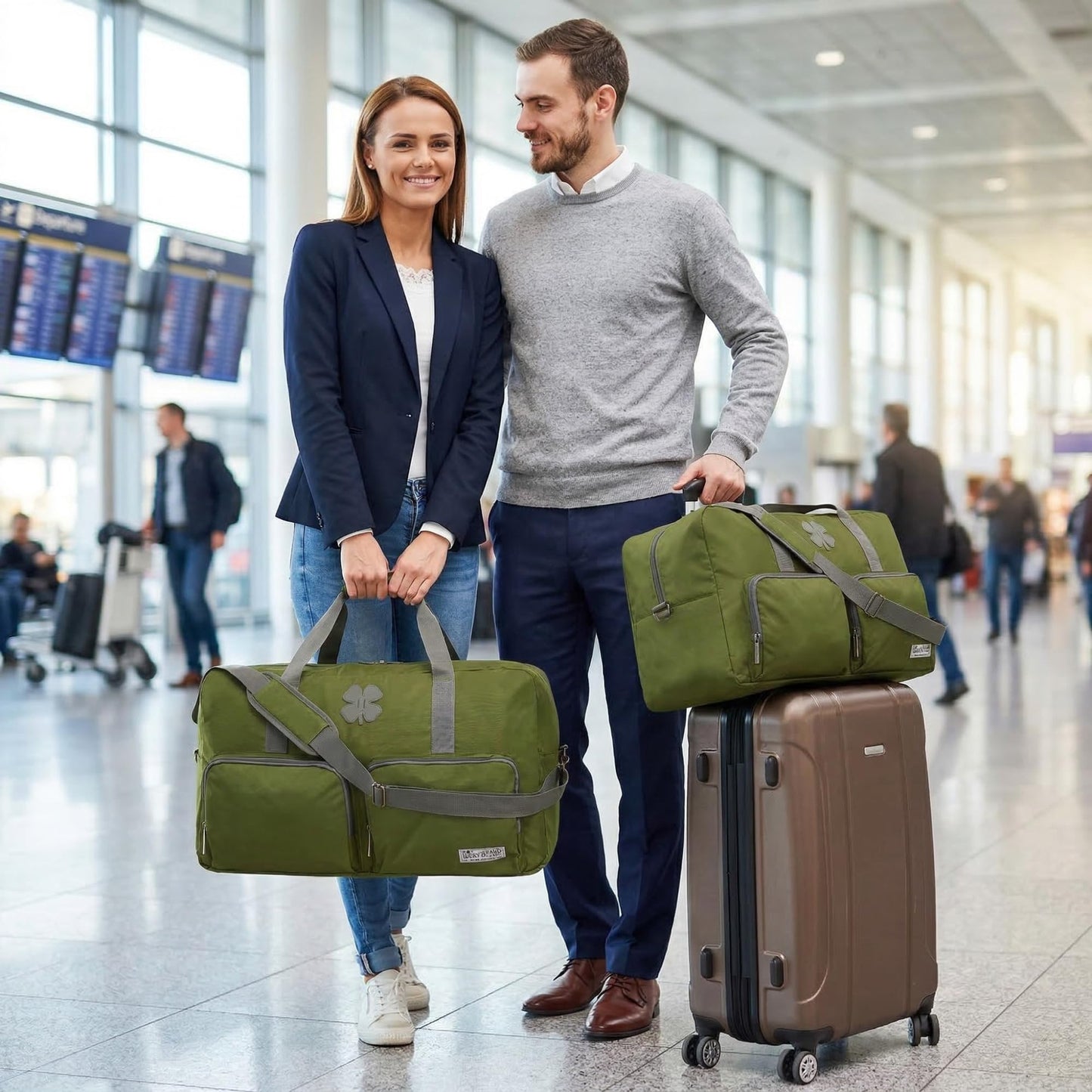Lucky Travel Duffel Bags 65L, Gym Bag, Travel Bag & Large Duffle Bag for Men, Foldable Overnight Weekender Bags for Women & Men with Adjustable Shoulder Strap, Loden Green