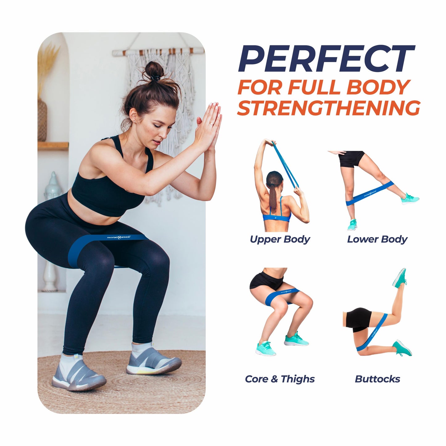 PhysioSpace Resistance Bands for Working Out – Set of 6 Loop Exercise Bands for Legs Glutes and Core – Natural Latex Booty Band Designed by a Physical Therapist for Men and Women