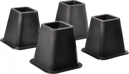 HOME IT Black Bed Risers - Heavy Duty 5 to 6-Inch Stackable Furniture Elevators | 4-Pack for Dorms & Home
