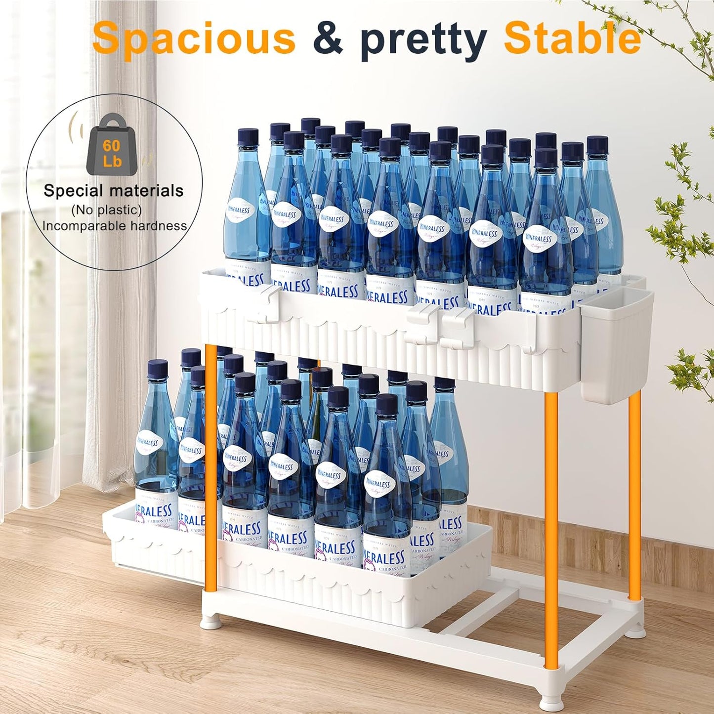Sevenblue 3-Pack Under Sink Organizers - 2-Tier Kitchen & Bathroom Storage with Sliding Drawers | White, 14.8 Inch