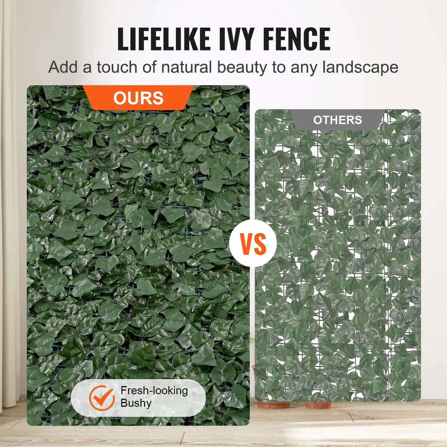 VEVOR Artificial Ivy Privacy Fence Screen, 59 x 118 in Faux Ivy Vine Leaf Hedges Fence, Greenery Privacy Fence with Mesh Cloth Backing, Green Wall Decoration for Outdoor Garden, Yard, Balcony