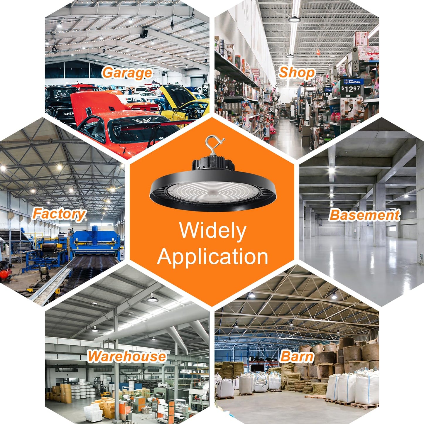 480V UFO LED High Bay Light 240W 200W 180W Adjustable, 0-10V Dimmable 5000K High Bay LED Shop Lights (1000W MH/HPS Equivalent), IP65 Commercial Bay Lighting for Warehouse Factory, AC 277-480V
