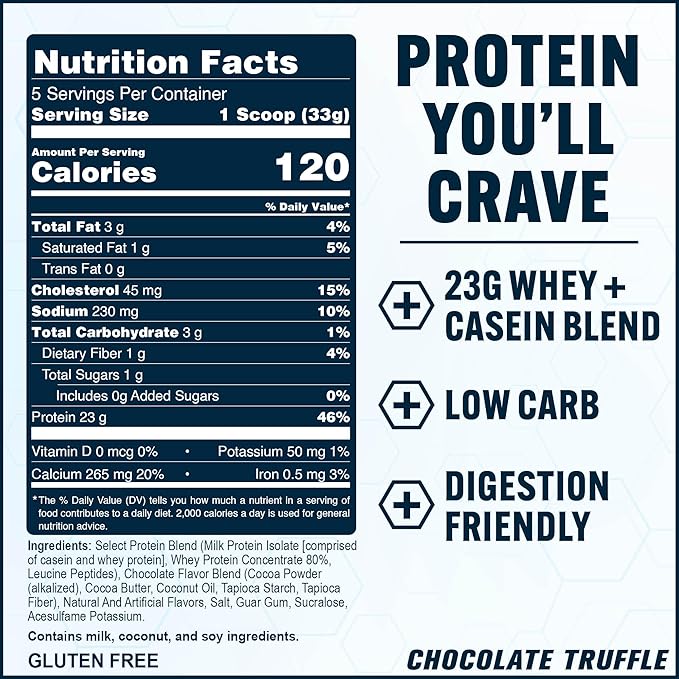 PEScience Select Protein Powder, Whey and Casein Blend, Clean Protein Powder for Women and Men, Low Calorie, Low Carb, Keto Friendly, Gluten Free - Chocolate Truffle - 5 Servings