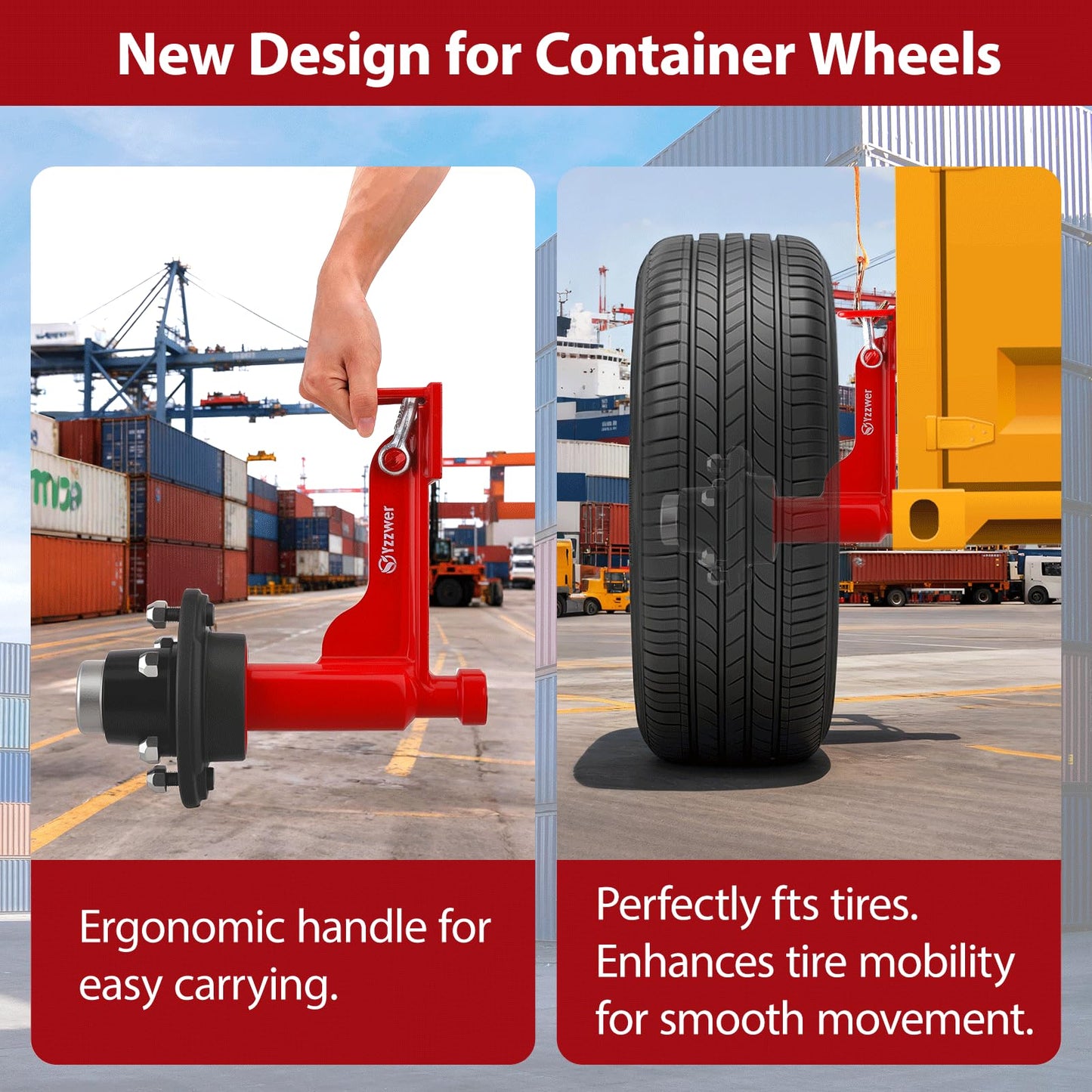 Yzzwer Shipping-Container Wheels Kit Accessories - Upgrade 6-Lug Heavy Duty Shipping Container Axle Wheels for Moving 20ft - 40ft Container 2 Pack