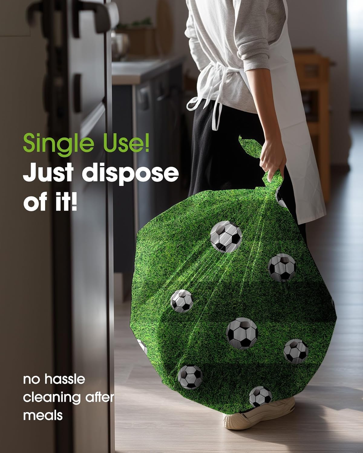 Pureegg Soccer Tablecloths - Disposable 10 Pack for Soccer Birthday Parties | 54 x 108 Inch, Green & White