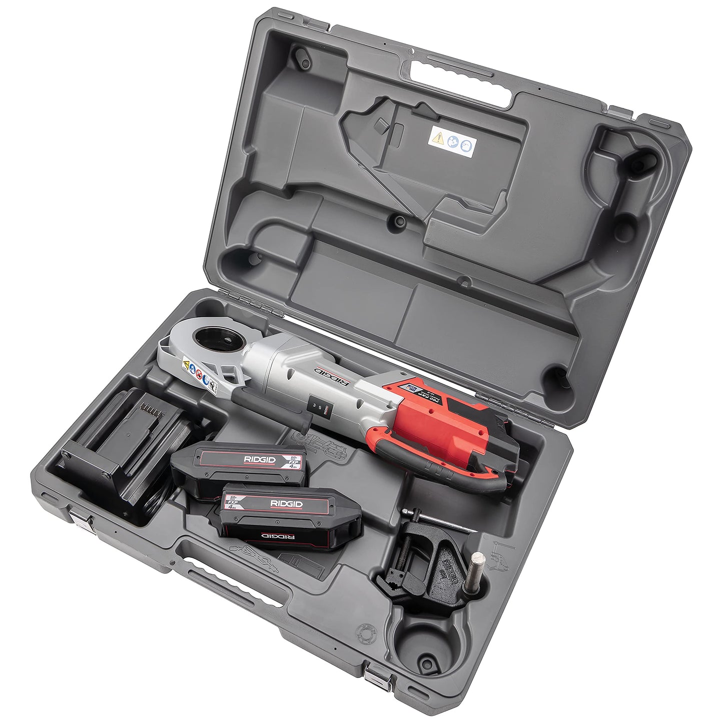 RIDGID 760 FXP Cordless Power Drive with 12-R Tool, Support Arm, and Case, Battery-Powered Pipe Threading Machine