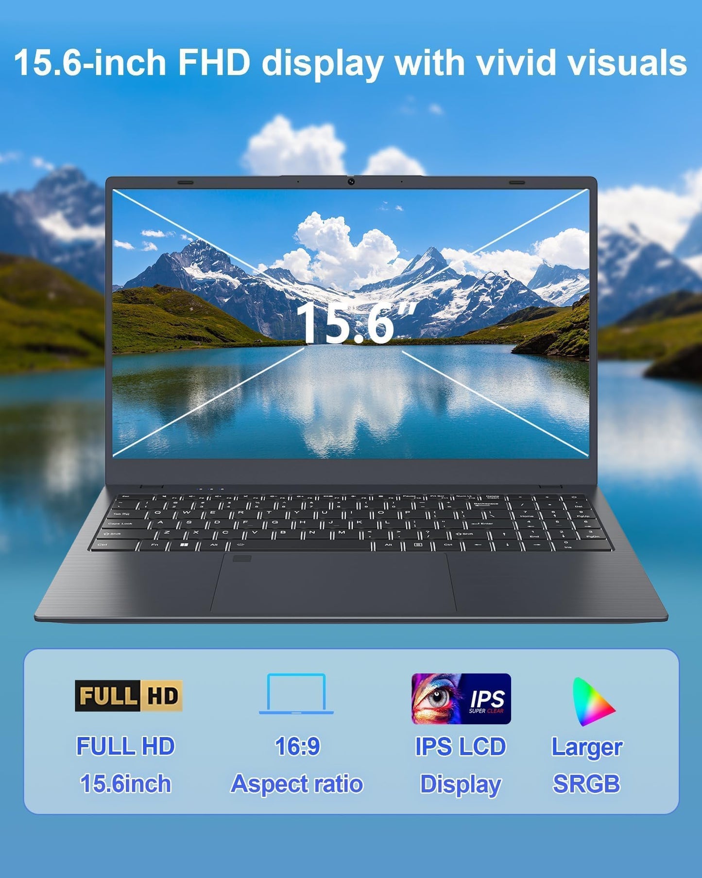 Zrasu Laptop with 12GB RAM 512GB SSD, 15.6 Inch FHD Laptop Computer, N95 Processor(up to 3.4GHz), Backlit Keyboard, Fingerprint Unlock, WiFi 6, Bluetooth 5.3