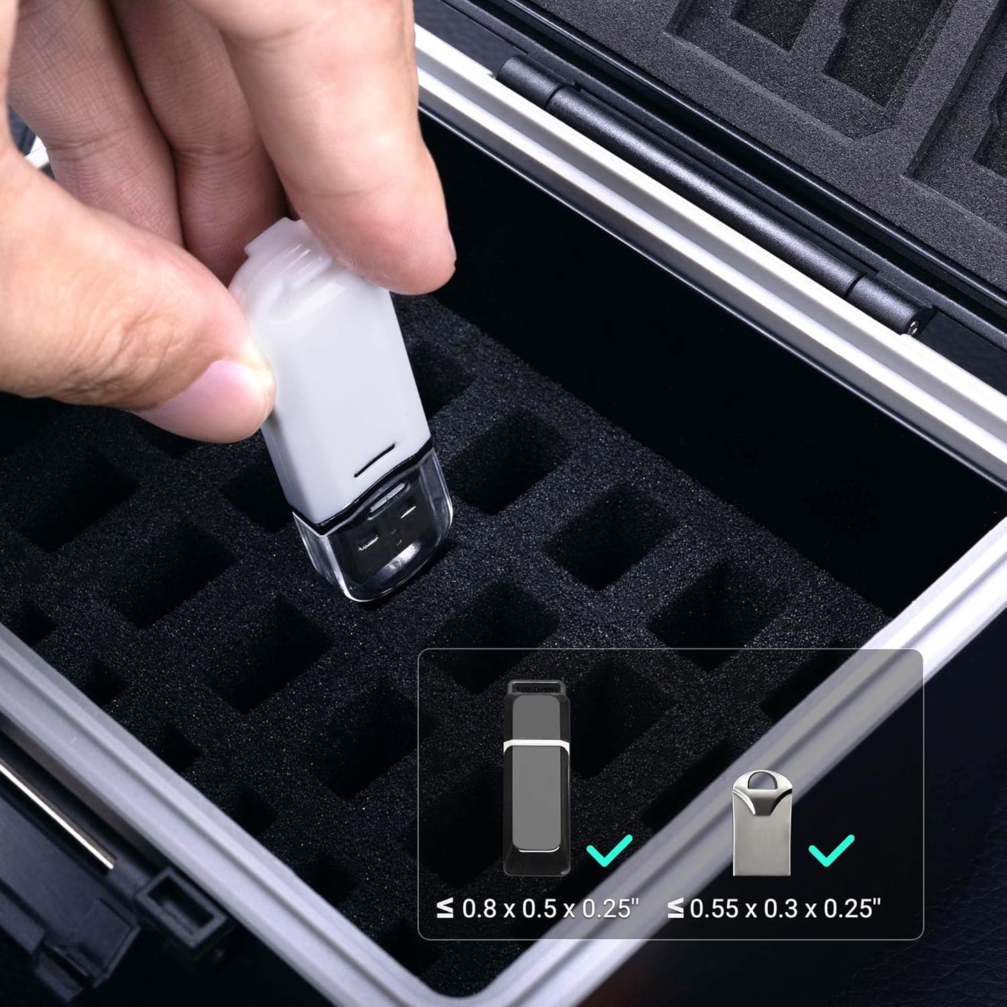 JJC 53 18 8 9 18 Slots USB and SD Card Case for Flash Mini Driver SD and TF Card, USB Drive Case Hard, Shockproof