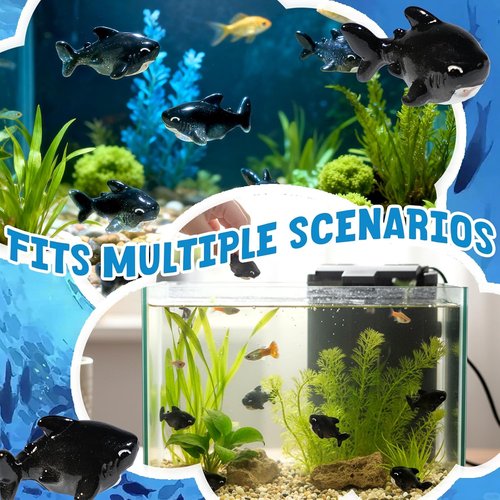 Exasinine Miniature Shark Figurines - 30 Pcs Resin DIY Accessories for Fish Tanks & Fairy Gardens (Black)