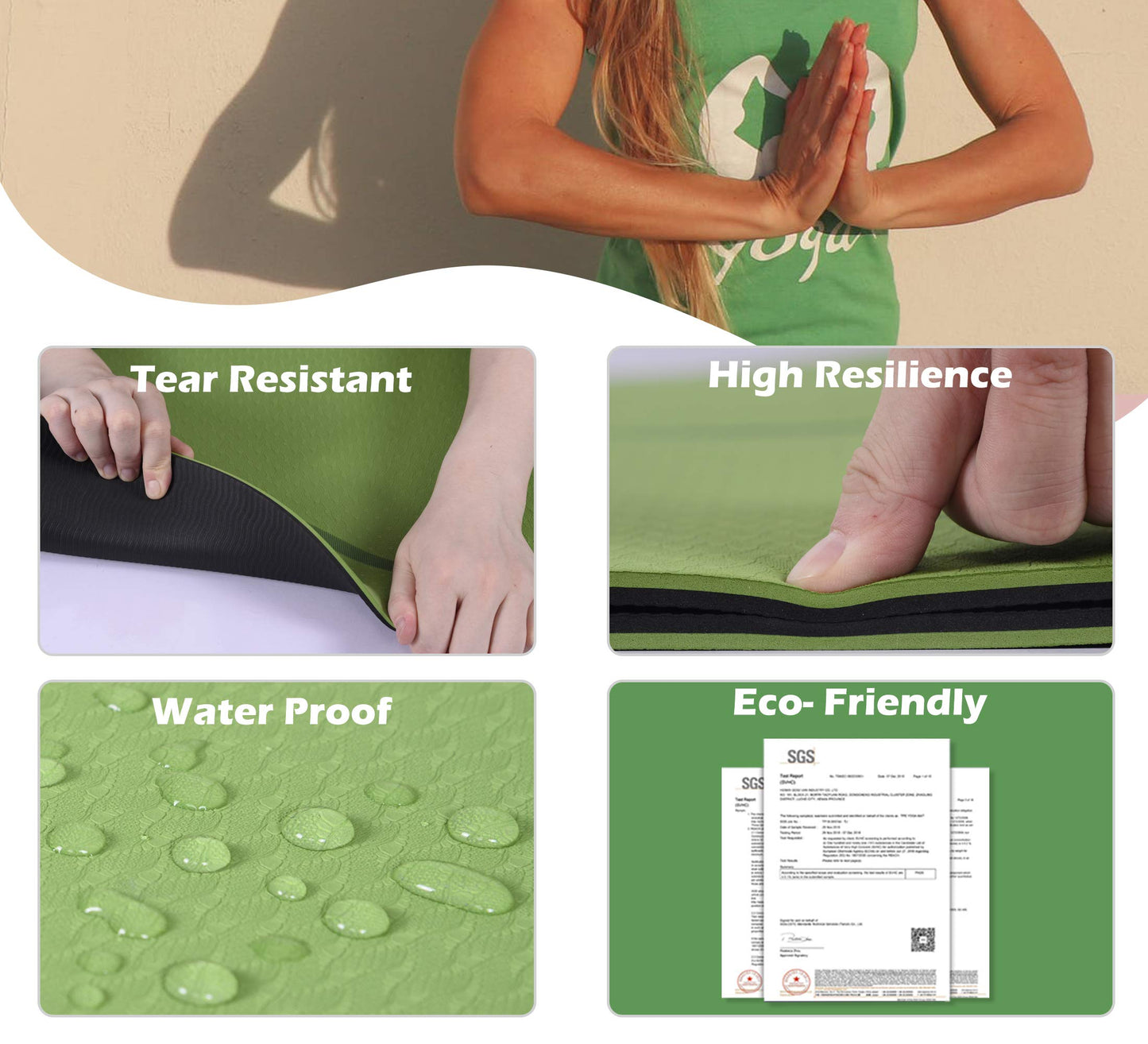 Large Yoga Mat for Men and Women - 6'x4'x6mm, Extra Wide TPE Fitness Mat for Home Gym Workout, Non-Slip, Perfect for Barefoot Exercise (Yoga, Pilates, Stretching, Meditation)