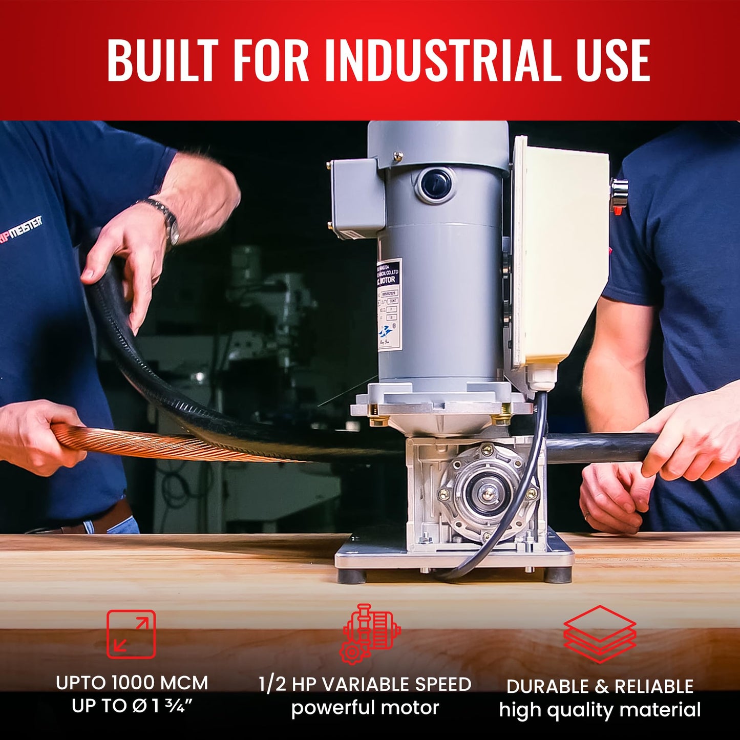 Automatic Wire Stripping Machine – StripMeister E1000 Electric Heavy‑Duty Wire Stripper for Copper & Aluminum Cables up to 1‑3/4”, Industrial‑Grade, Jam‑Free Design