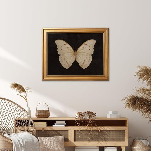Gold Framed Vintage Butterfly Canvas Print - Elegant Nature Wall Art for Living Room | 12x16 Inch