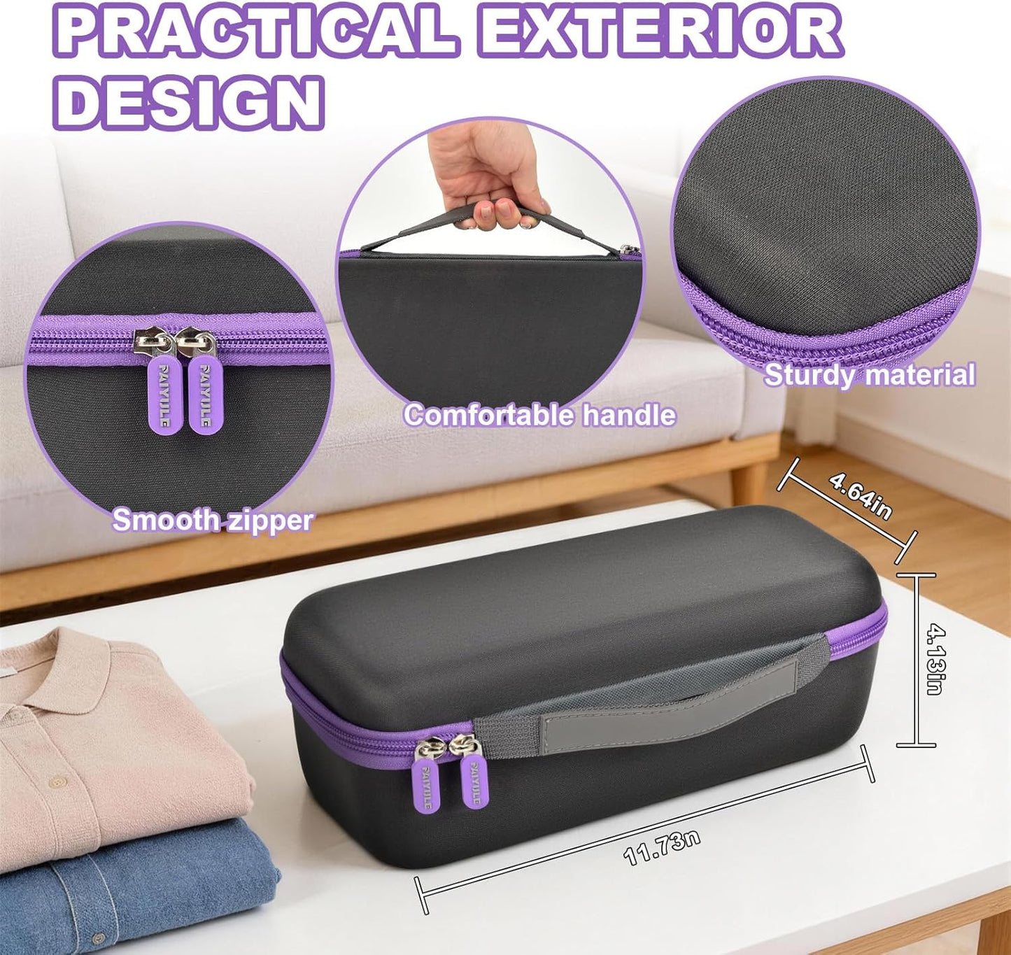 PAIYULE Portable Steamer Travel Case - Organized Storage Bag for DRFLASH Handheld Steamer, Dark Gray