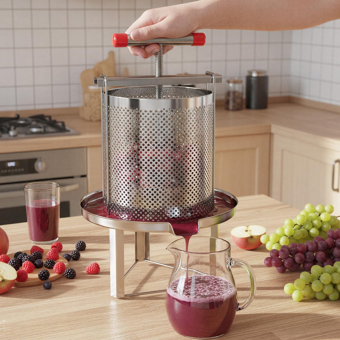 FWTRMRC Honey Press, 3.5 Gallon Honey Extractor Manual Stainless Steel Bee Honey Press Extractor Household Manual Mesh Honey Press Extractor Machine for Wine Honey and Juice Making