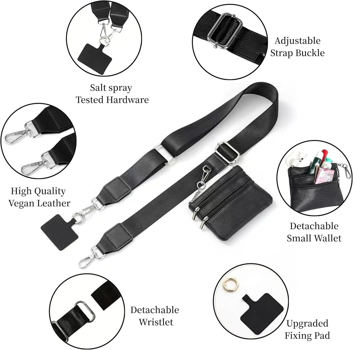 Adjustable Crossbody Phone Holder for Women - Stylish Pouch with Zipper