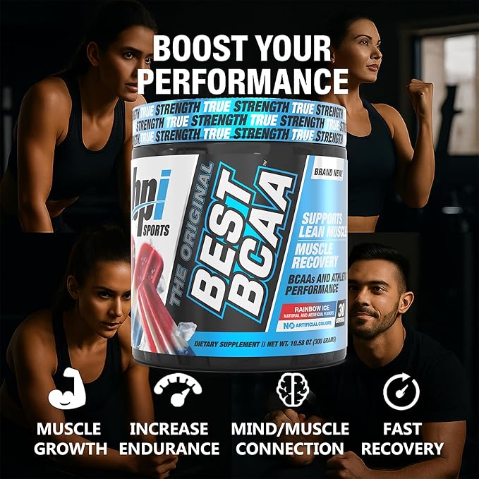 BPI Sports Best BCAA Powder - Muscle Recovery Support - Branched Chain Amino Acids | Building Blocks of Protein and Muscle - Post Workout Recovery ??Hydration ??Rainbow Ice, 30 Servings