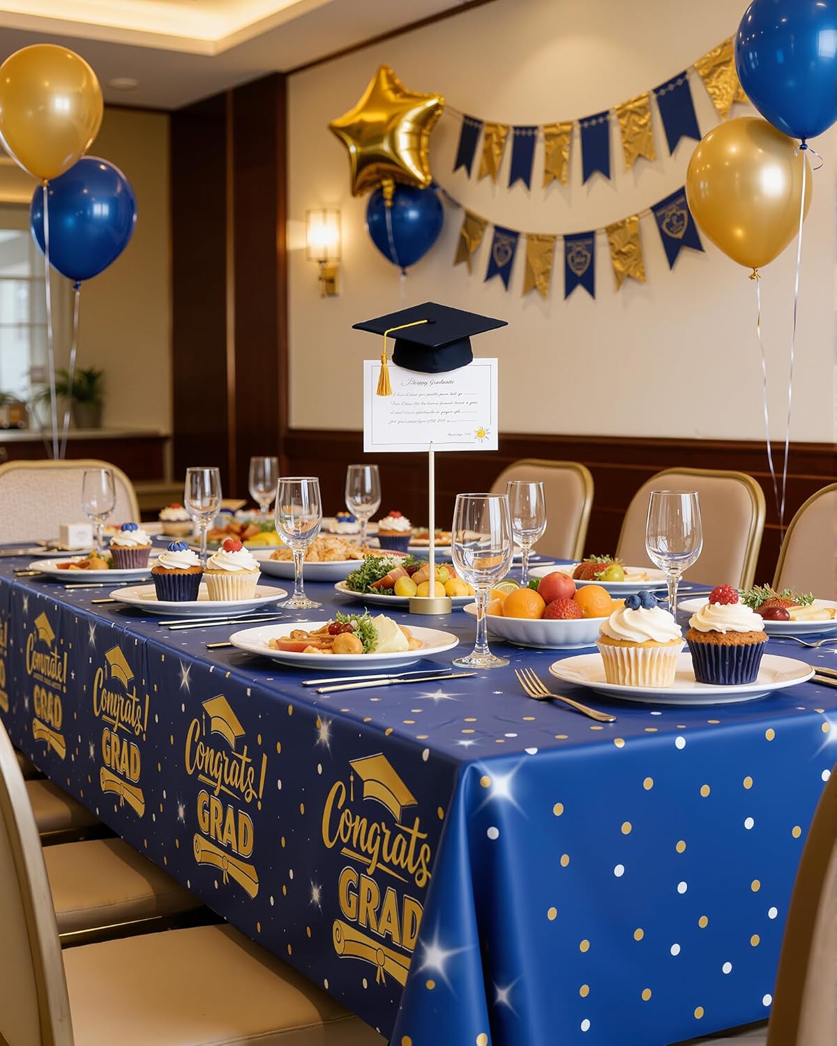 Niuara Blue Plastic Tablecloth - 4 Pack 54" × 108" Disposable Covers for 6FT Party Tables