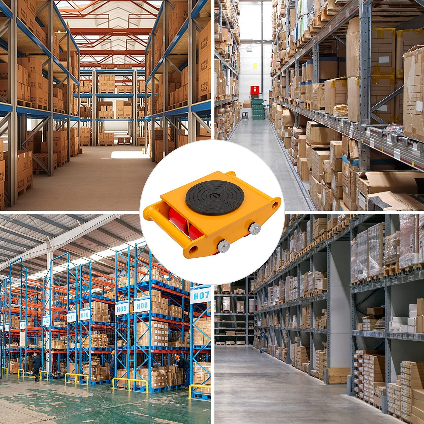 XCFDP Machine Skates, 6T Machinery Skate Dolly, 13200lbs Machinery Moving Skate, Machinery Mover Skate with 360° Rotation Cap, Heavy Duty Machine Dolly Skate for Industrial Moving Equipment