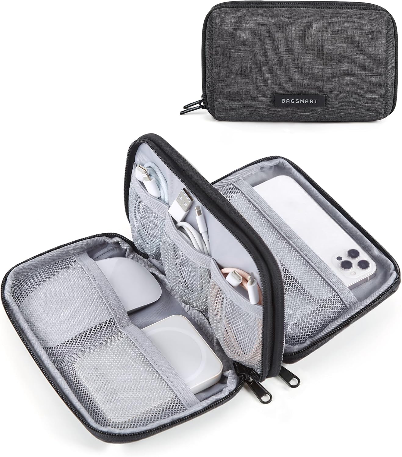 BAGSMART Electronics Organizer Travel Case, Cable Charger Cord Tech Organizer Pouch for Phone Charger Accessories