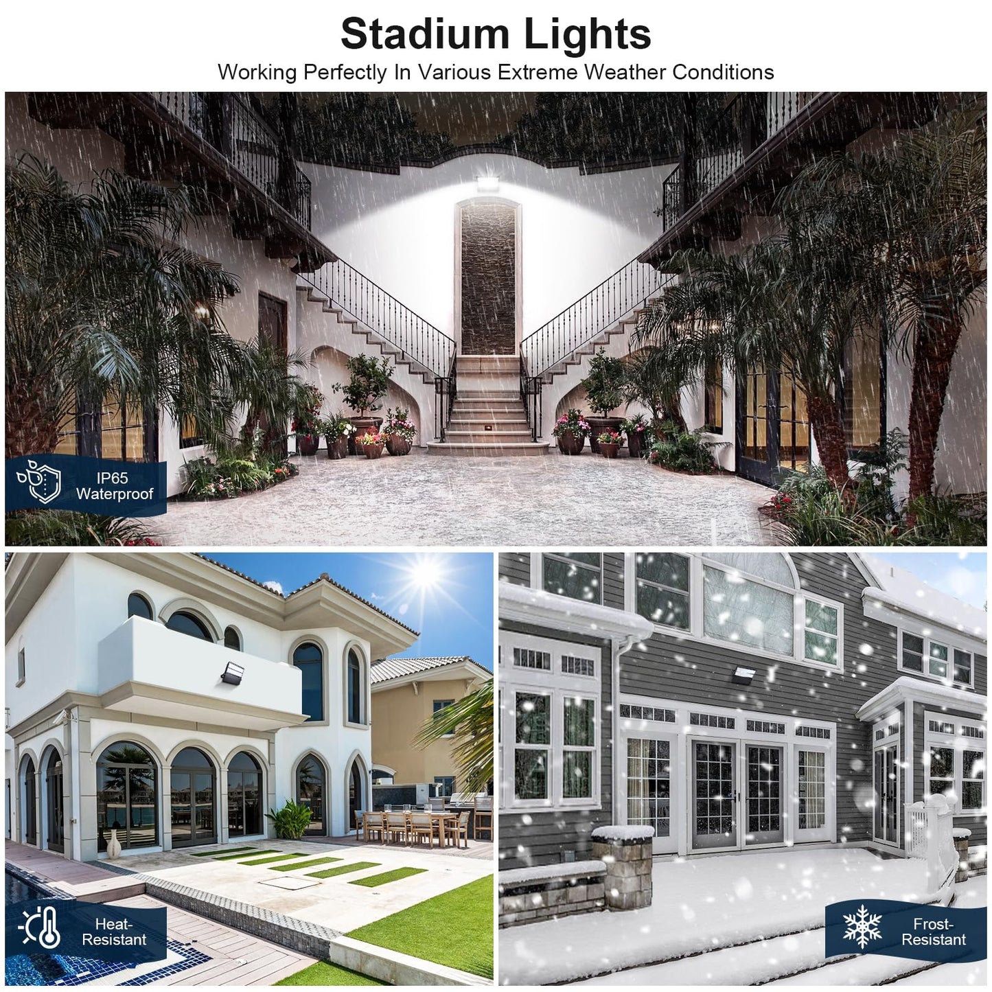 Tomourd 3 Pack 240W LED Stadium Lights 36000LM, Super Bright Shoe Box Flood Light for Sports Arena & Parking Lot, 5000K 120° Wide Angle, 110-277V Outdoor High Mast Fixture