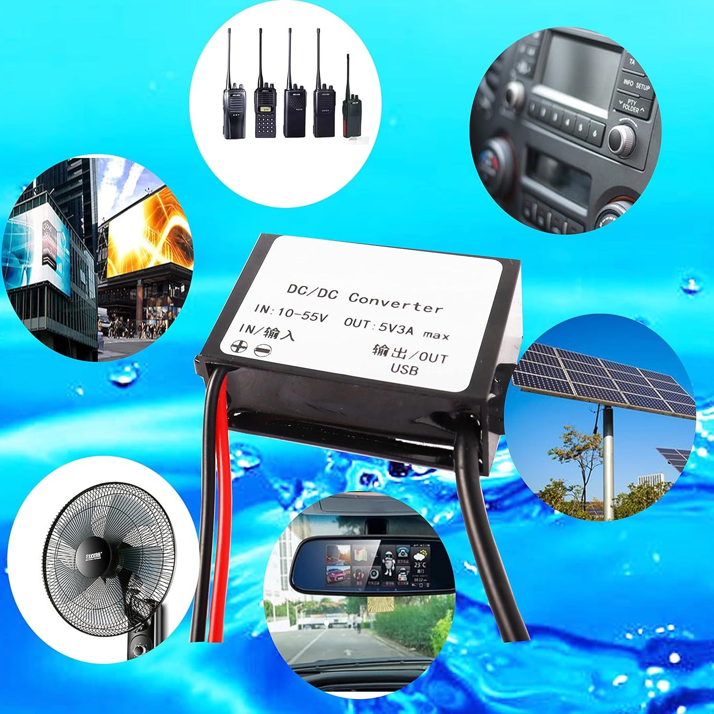 XMSJSIY 10-55V 5V 3A 15W to USB/Micro USB DC to DC Regulator Car Power Converter