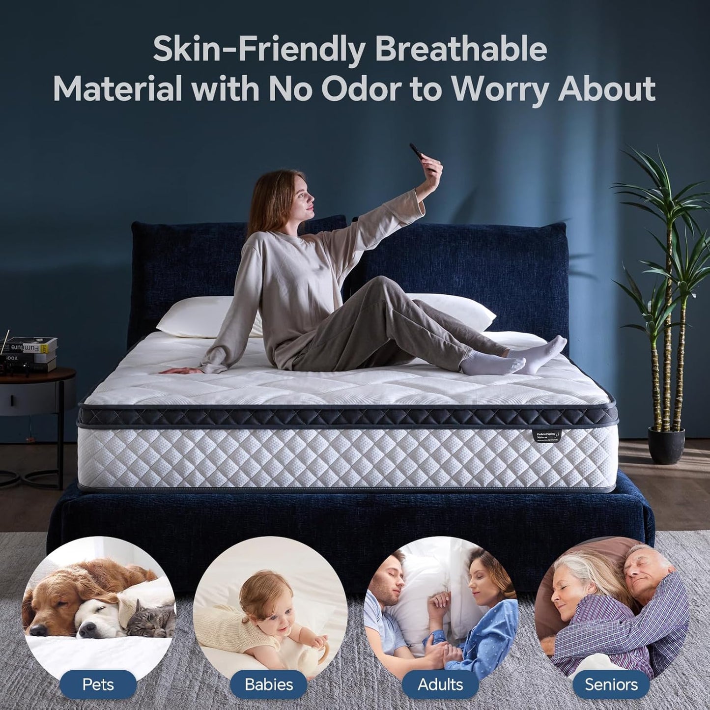 Skiennix Queen Size Mattress - 12 Inch Hybrid Design with Pocket Springs | Ergonomic Medium Firm Support