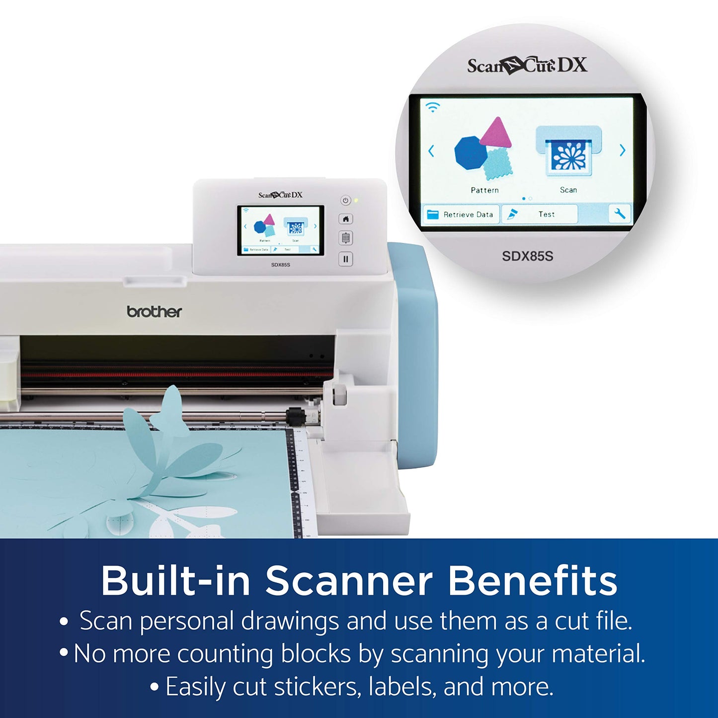 Brother ScanNCut SDX85S Electronic DIY Cutting Machine with Scanner, Make Vinyl Wall Art, Appliques, Homemade Cards and More with 251 Included Patterns