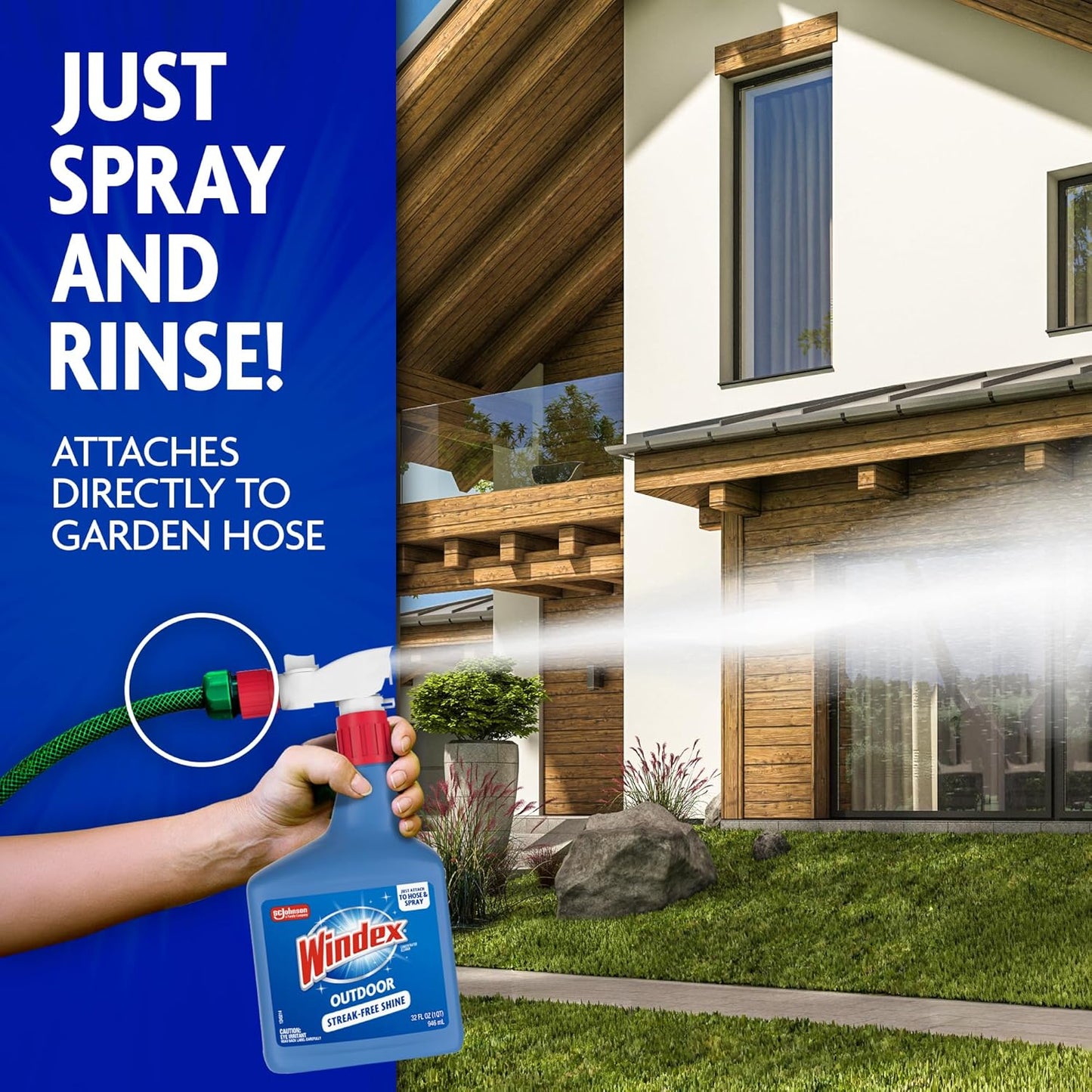 Windex Outdoor Window & Glass Cleaner - Ammonia-Free Formula for Deep Cleaning | 32 Fl Oz (Pack of 2)