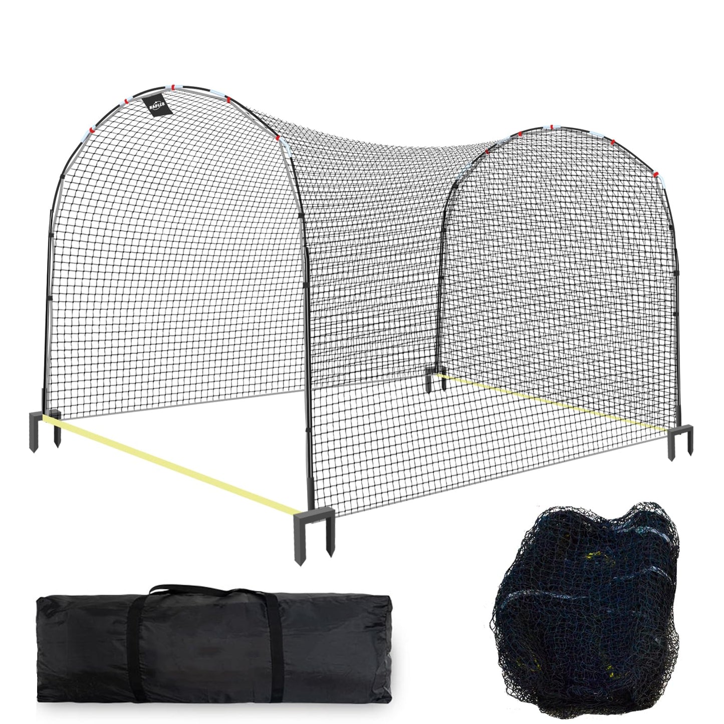 Kapler Baseball Batting Cage Net - 13ft x 10ft x 8ft Secure Steel Frame and Heavy Duty 4 Ground Stakes - Solo or Team Training for Backyard Field Outdoor Indoor Use