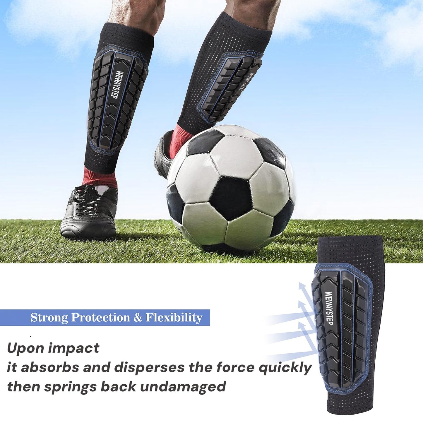 Shin Guards Soccer Kids Youth, Adult Shin Guards with Honeycomb Padding，Breathable & Anti-Slip Calf Compression Sleeves (Red, Small)