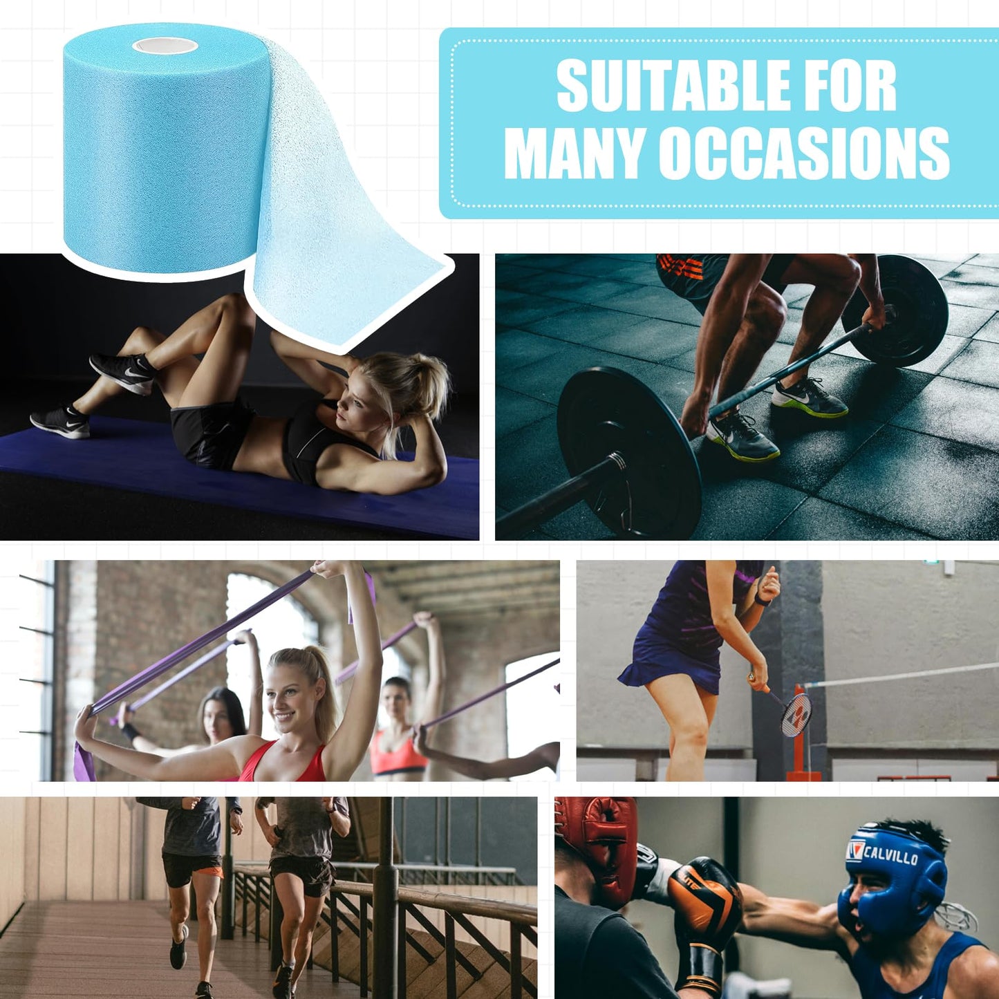 Pre-wrap Athletic Tape,2.75 Inches X 30 Yards Roll Pre wrap Headbands for Hair Soccer,Foam Underwrap Sports Wrap for Ankles Wrists Hands Knees Elbows (Light Blue)