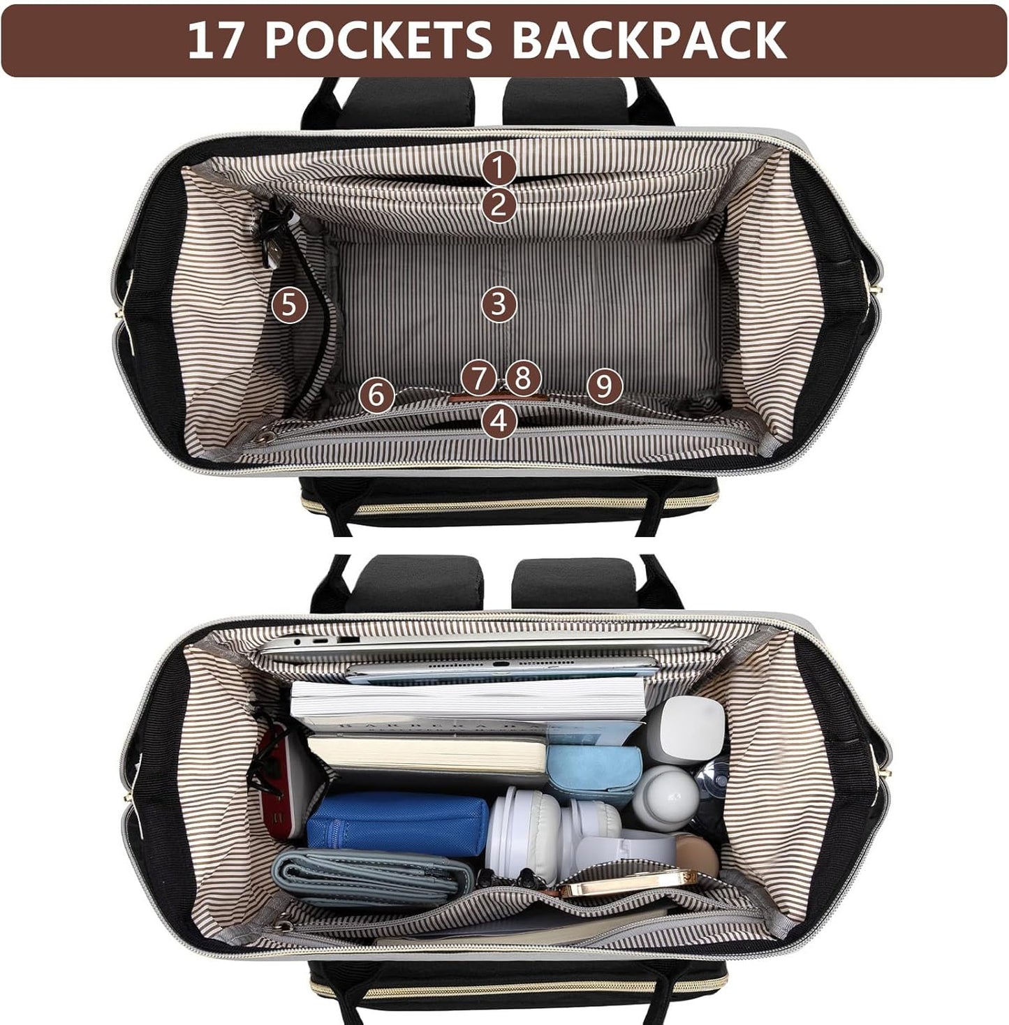 Backpack 18 Inch BackPacks Pack Daypack Laptop for Womem Work Bags: Travel With USB Charging Port Anti Theft Durable