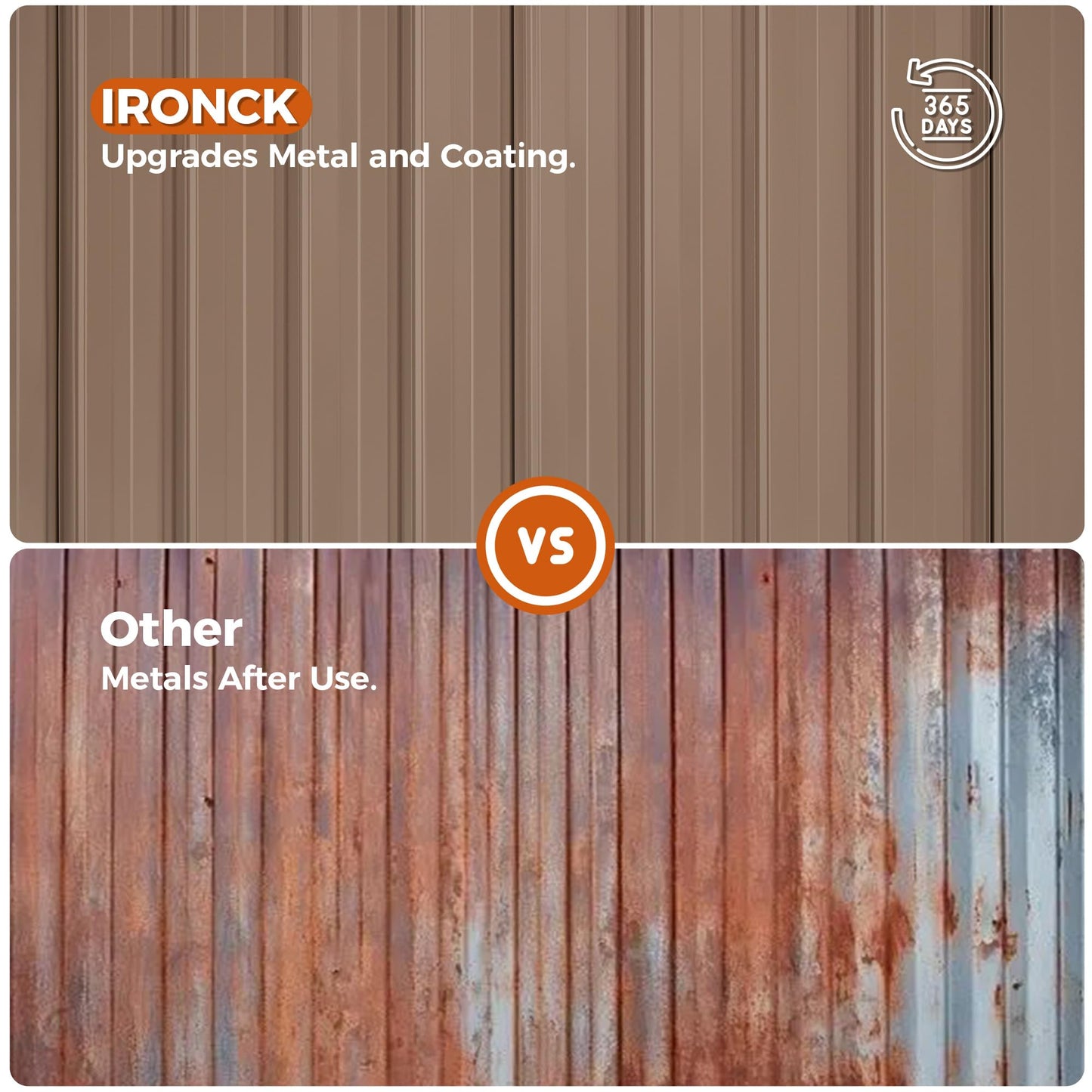 IRONCK 5.7x5.7FT Outdoor Storage Shed, Metal Garden Tool Shed with Breathable Vent and Lockable Doors, Outside Storage for Backyard, Poolside, Patio, Brown