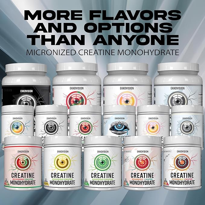 Ekkovision Creatine Monohydrate Powder, Micronized, Green Apple, Pre Workout & Post Workout Supplement for Men and Women, Energy Support, Easy to Mix in Shakes, Smoothies & Beverages, 100 Servings