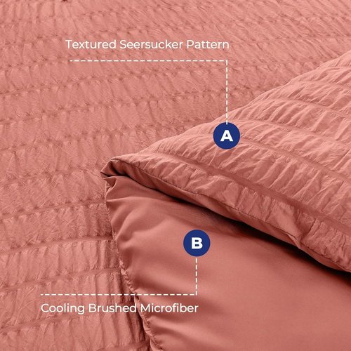 HYMOKEGE King Size Comforter Set - Luxury Seersucker 7-Piece Bedding Set for All Seasons | Includes Comforter, Sheets & Pillowcases