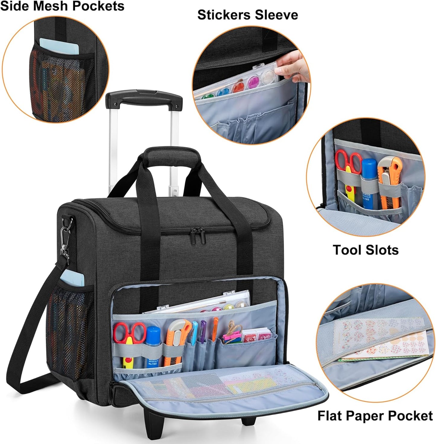 Trunab Rolling Craft Tote - Organize Scrapbooks & Supplies with Wheels | Fits 12x12 Inch Albums